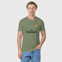 Футболка хлопковая мужская Real Madrid: Fly Emirates, цвет: авокадо — фото 2