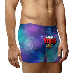 Трусы-боксеры мужские BRAWL STARS лого в космосе, цвет: 3D-принт — фото 2
