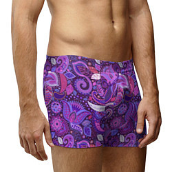 Трусы-боксеры мужские Фиолетовый этнический дудлинг, цвет: 3D-принт — фото 2