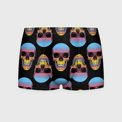 Трусы-боксеры мужские Neon skull!, цвет: 3D-принт