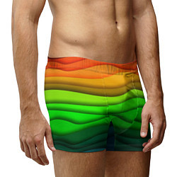 Трусы-боксеры мужские Цветные волны, цвет: 3D-принт — фото 2