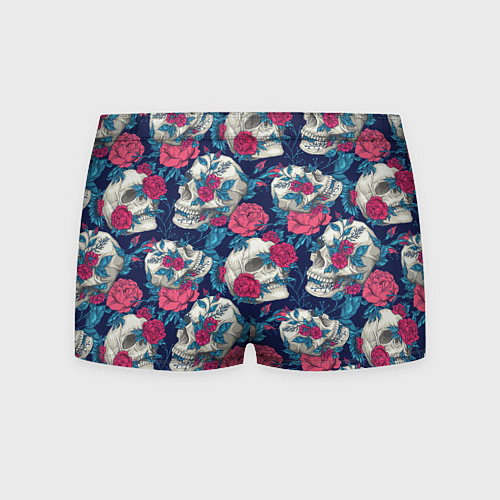 Мужские трусы Реалистичные черепа с розами / 3D-принт – фото 2