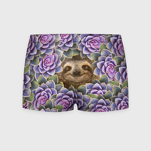 Мужские трусы Ленивец среди цветов / 3D-принт – фото 2