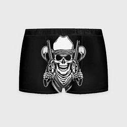 Трусы-боксеры мужские Череп ковбоя с пистолетами, цвет: 3D-принт