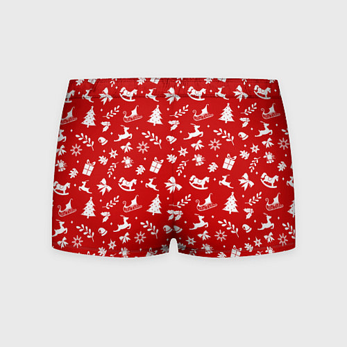Мужские трусы НОВОГОДНИЙ УЗОР КРАСНО БЕЛЫЙ / 3D-принт – фото 2