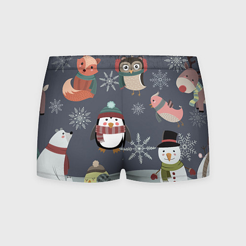 Мужские трусы НОВОГОДНИЙ ПАТТЕРН ЖИВОТНЫЕ / 3D-принт – фото 2