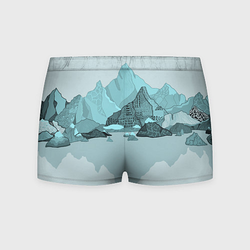 Мужские трусы Голубой горный пейзаж с темно-серыми тенями / 3D-принт – фото 2