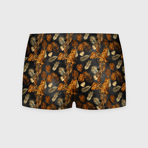 Мужские трусы Тигры и листья Тропики / 3D-принт – фото 2