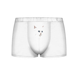 Трусы-боксеры мужские Белый незаметный кот, цвет: 3D-принт