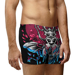 Трусы-боксеры мужские Череп -монстр в цветах, цвет: 3D-принт — фото 2