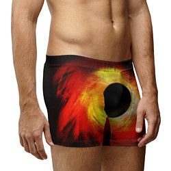 Трусы-боксеры мужские Черная дыра на красно-желтом фоне, цвет: 3D-принт — фото 2