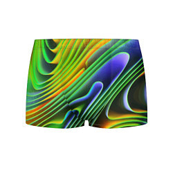 Трусы-боксеры мужские Цветные неоновые полосы Абстракция Color neon patt, цвет: 3D-принт