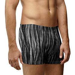 Трусы-боксеры мужские Полосы чорные серые роизвольные random black strip, цвет: 3D-принт — фото 2
