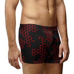 Трусы-боксеры мужские НАНОКОСТЮМ Black and Red Hexagon Гексагоны, цвет: 3D-принт — фото 2