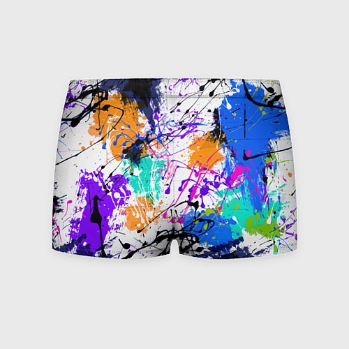 Мужские трусы Брызги и мазки разноцветных красок на белом фоне / 3D-принт – фото 2