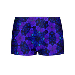 Трусы-боксеры мужские Калейдоскоп -геометрический сине-фиолетовый узор, цвет: 3D-принт