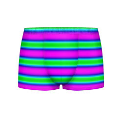 Трусы-боксеры мужские Зеленый и фиолетовые яркие неоновые полосы striped, цвет: 3D-принт