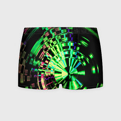 Трусы-боксеры мужские Неоновые дискообразные узоры - Зелёный, цвет: 3D-принт