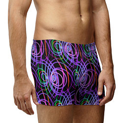 Трусы-боксеры мужские Неоновые круги и линии - Фиолетовый, цвет: 3D-принт — фото 2