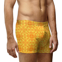 Трусы-боксеры мужские Желтый абстрактный летний орнамент, цвет: 3D-принт — фото 2