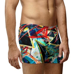 Трусы-боксеры мужские Яркий абстрактный узор с неоновыми штрихами, цвет: 3D-принт — фото 2