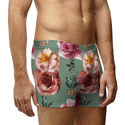 Трусы-боксеры мужские Цветы Нарисованные Розы и Пионы, цвет: 3D-принт — фото 2