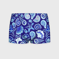 Трусы-боксеры мужские Паттерн из океанских раковин и морских звёзд, цвет: 3D-принт