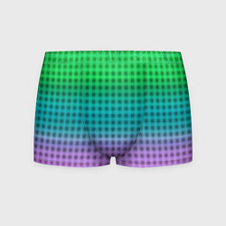 Трусы-боксеры мужские Gradient lilac green plaid, цвет: 3D-принт
