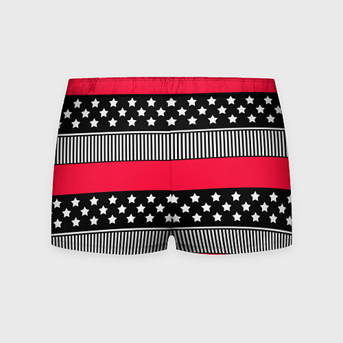 Мужские трусы Red and black pattern with stripes and stars / 3D-принт – фото 2