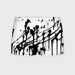 Трусы-боксеры мужские Чёрные кляксы на белом фоне - минимализм, цвет: 3D-принт