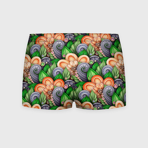 Мужские трусы Объемные лепестки цветов и листья / 3D-принт – фото 2