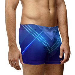 Трусы-боксеры мужские Глубокий синий с неоновыми полосами, цвет: 3D-принт — фото 2