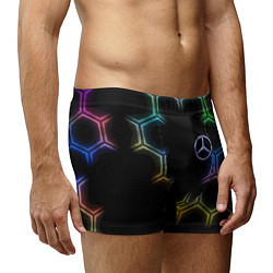 Трусы-боксеры мужские Mercedes - neon pattern, цвет: 3D-принт — фото 2