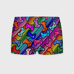 Трусы-боксеры мужские Многоцветные полоски с джойстиками, цвет: 3D-принт