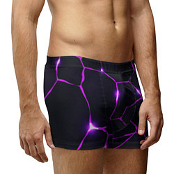 Трусы-боксеры мужские Фиолетовые неоновые трещины, цвет: 3D-принт — фото 2