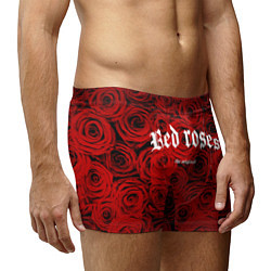 Трусы-боксеры мужские Красный розы, цвет: 3D-принт — фото 2