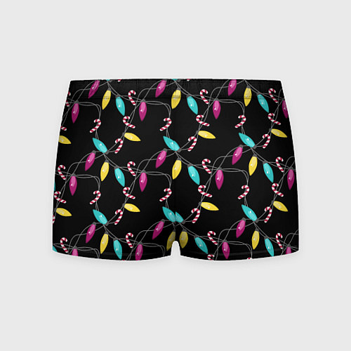 Мужские трусы Новогодняя гирлянда черная / 3D-принт – фото 2