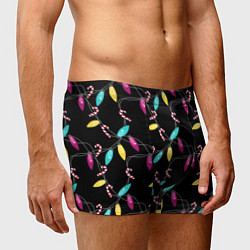 Трусы-боксеры мужские Новогодняя гирлянда черная, цвет: 3D-принт — фото 2