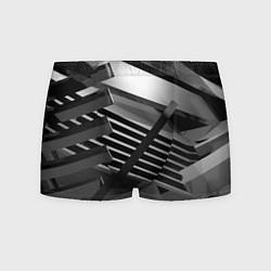 Трусы-боксеры мужские Жёсткий абстрактный серый и тёмно-серый металл, цвет: 3D-принт