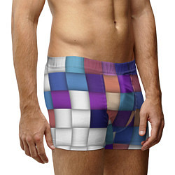 Трусы-боксеры мужские Геометрическое множество разноцветных квадратов, цвет: 3D-принт — фото 2