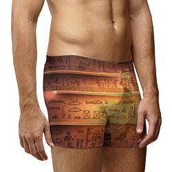 Трусы-боксеры мужские Египетская стена с иероглифами и полосами, цвет: 3D-принт — фото 2
