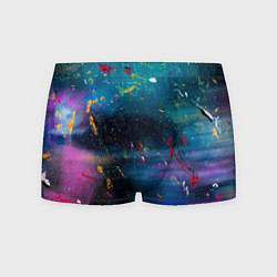 Трусы-боксеры мужские Сине-фиолетовый туман и краски разных цветов, цвет: 3D-принт