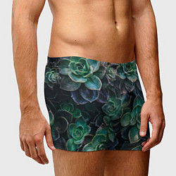 Трусы-боксеры мужские Паттерн из множество зелёных цветов, цвет: 3D-принт — фото 2