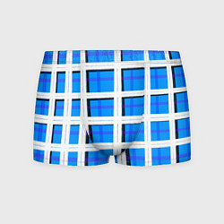 Трусы-боксеры мужские Синяя клетка, цвет: 3D-принт