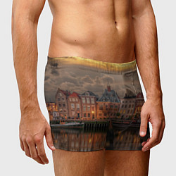 Трусы-боксеры мужские Мирный город на воде и тучи, цвет: 3D-принт — фото 2