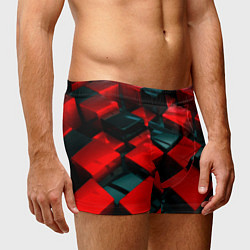 Трусы-боксеры мужские Кубы геометрии красный и чёрный, цвет: 3D-принт — фото 2