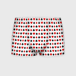 Трусы-боксеры мужские Карточные масти на белом фоне, цвет: 3D-принт