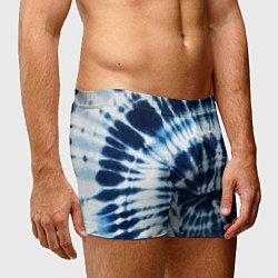Трусы-боксеры мужские Эффект тай дай - размытый синий узор, цвет: 3D-принт — фото 2