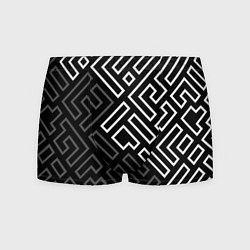 Трусы-боксеры мужские Черно белый лабиринт, цвет: 3D-принт