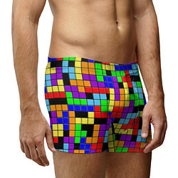 Трусы-боксеры мужские Тетрис цветные блоки, цвет: 3D-принт — фото 2